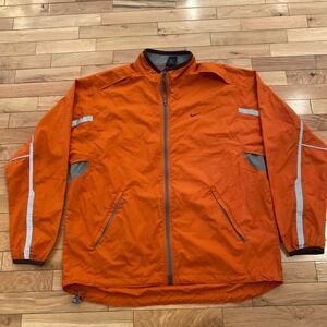 Vintage 90's Nike Men's Windbreaker Size XL Y2K Orange Running Reflective Track